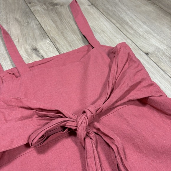 Lulus Luette Overall Inspired Mini Dress In Rust With Empire Waist M Button Zip - Picture 8 of 9